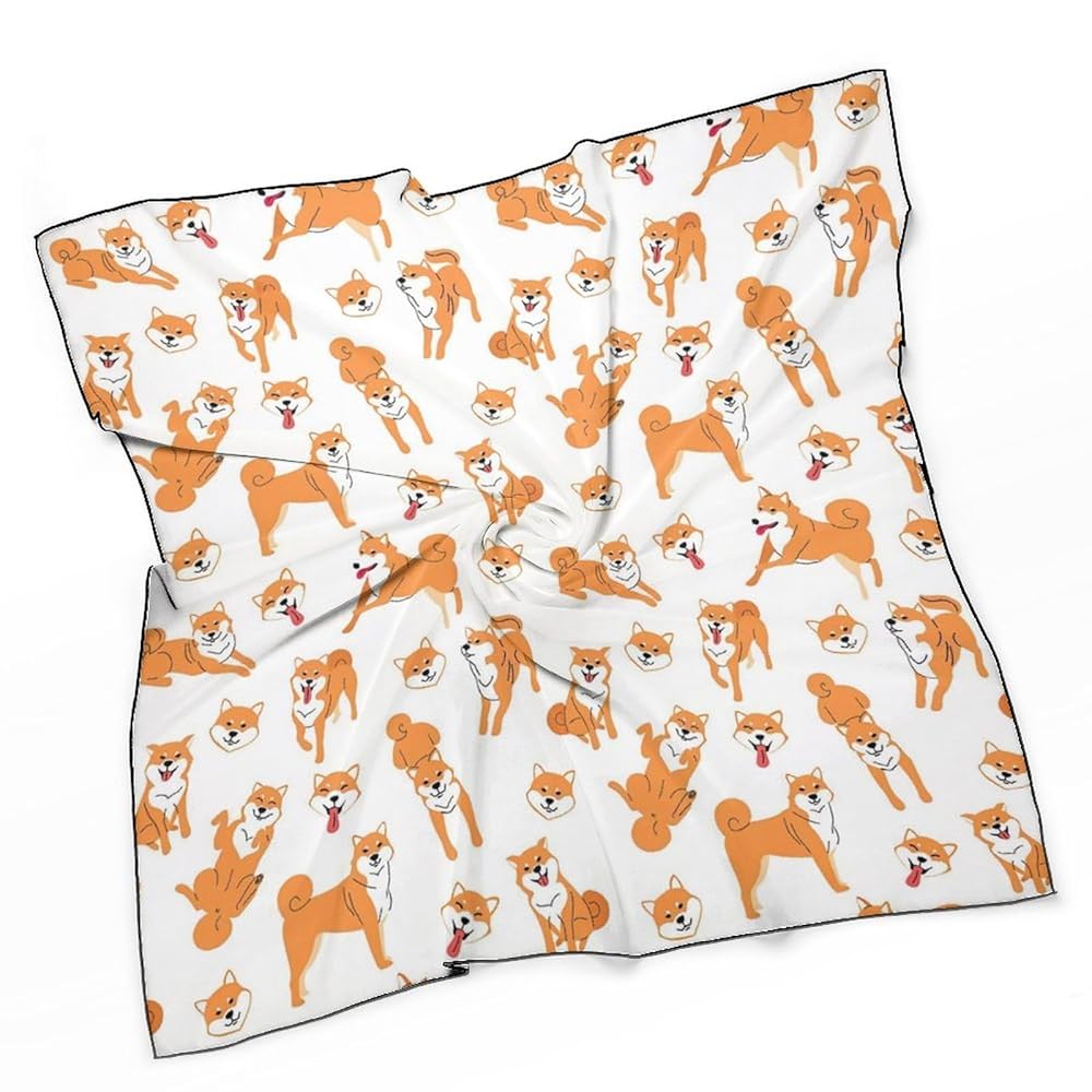 Amazon | [JJGF] 絹のスカーフ 柴犬 犬柄 レディース 春夏用